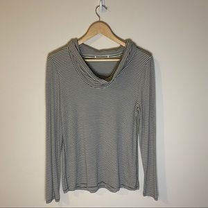 Anthropologie Pure + Good Cowl Neck Stripe Top Women Size Medium Fall Work